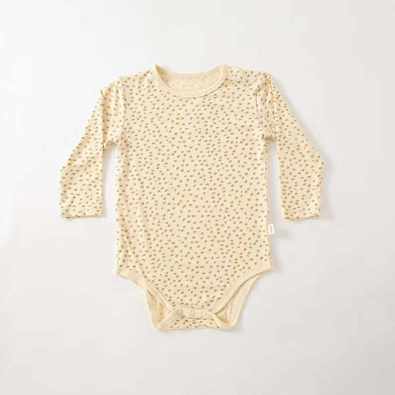 Baby Floral & Heart Pattern Soft Cotton Long Sleeved Onesies