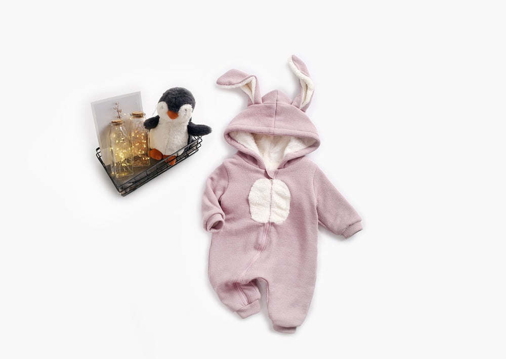 Baby Cartoon Shape Design Soft Fleece Thickened Romper In Autumn & Winter