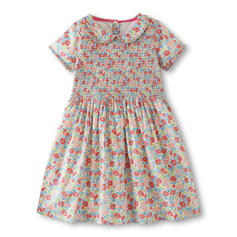 Girl Kids Doll Collar Sleeveless Dress In Summer Outfit Wearing