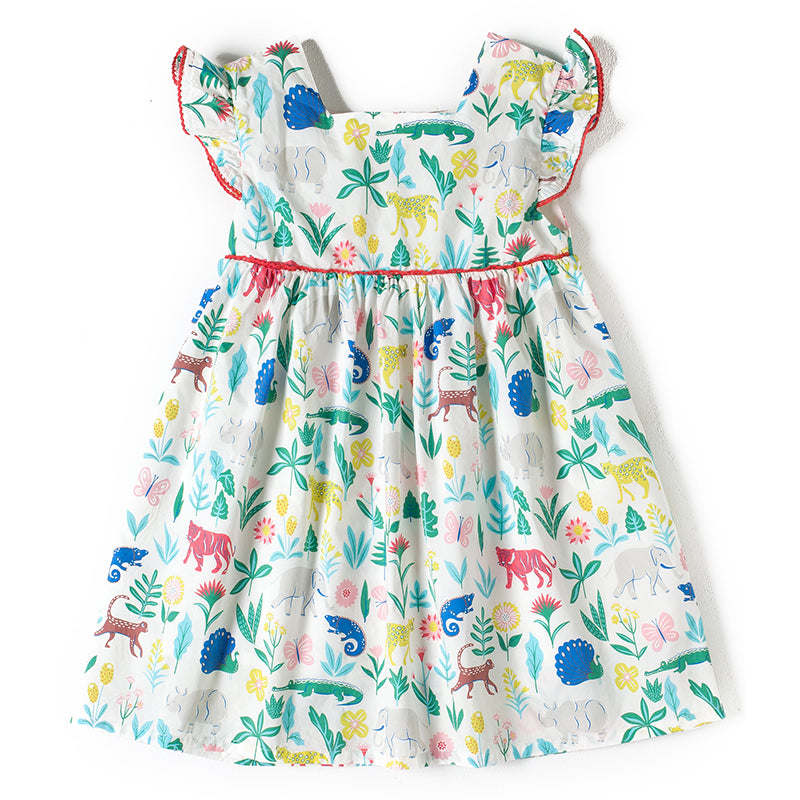 Girl Kids Doll Collar Sleeveless Dress In Summer Outfit Wearing