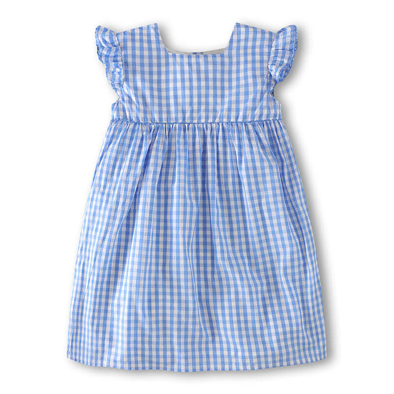 Girl Kids Doll Collar Sleeveless Dress In Summer Outfit Wearing