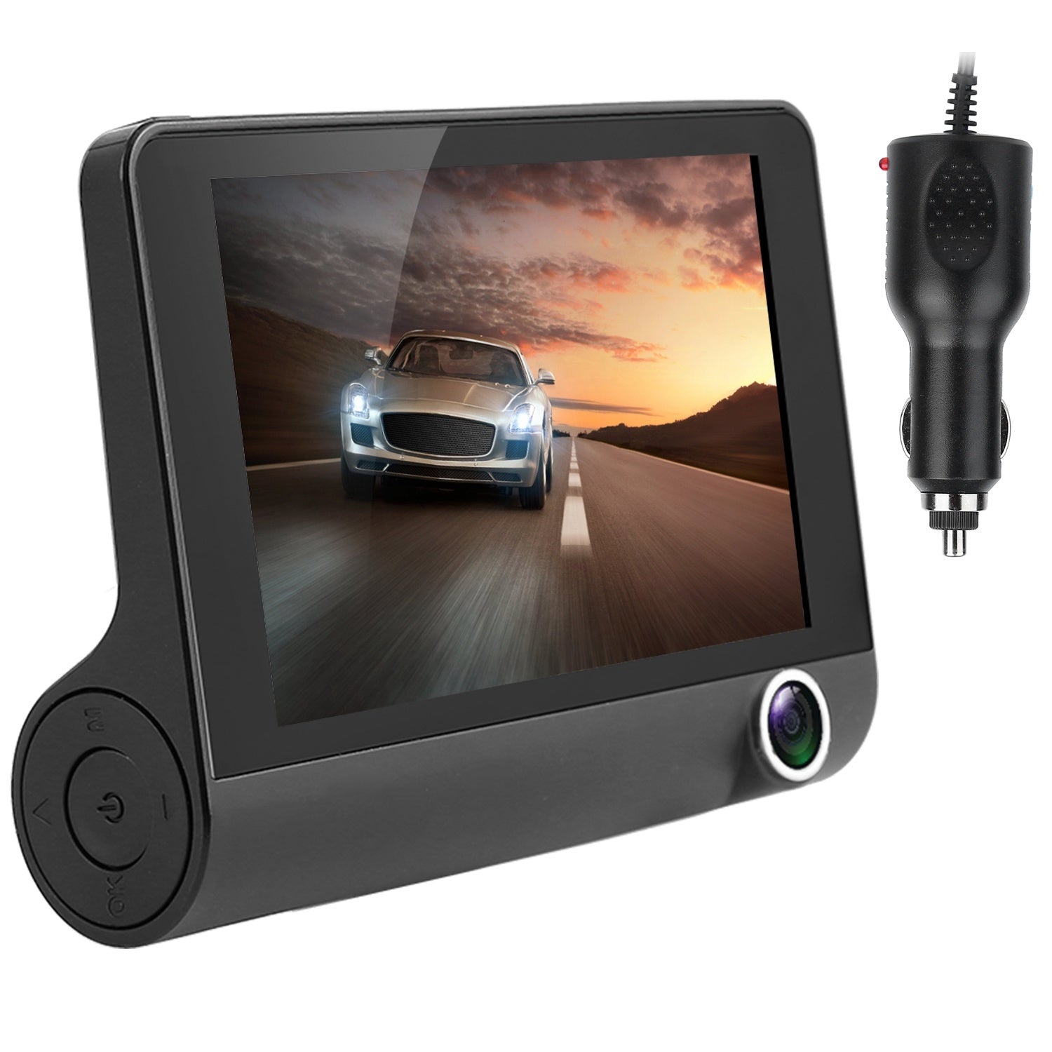 1296P Car DVR Dash Camera 4In 3 Lens Vehicle Driving Recorder Seamless Recording