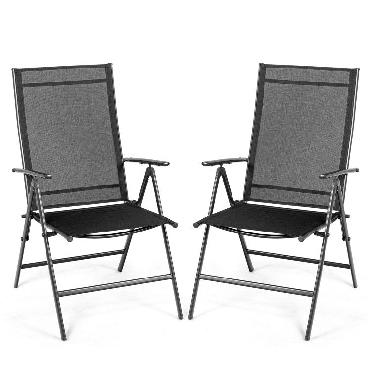 Set of 2 Adjustable Portable Patio Folding Dining Chair Recliners