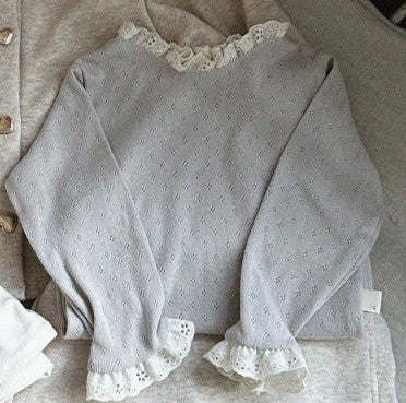 Baby Solid Color Mesh Patched Design Knitwear