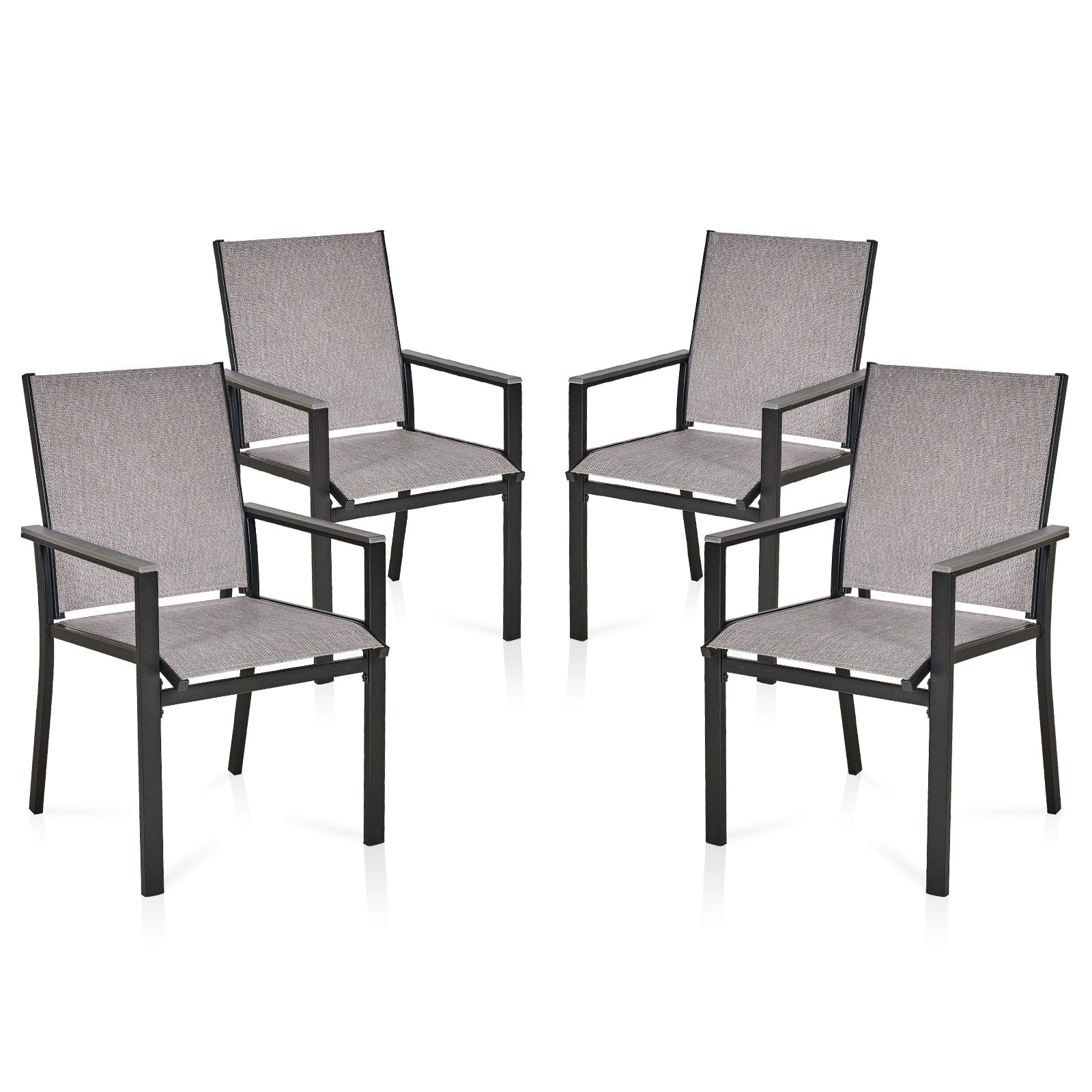MEOOEM Patio Dining Chairs 2PCS Outdoor Metal Textilene Outdoor Dining Chairs; Durable for Lawn Garden Backyard Pool All Weather