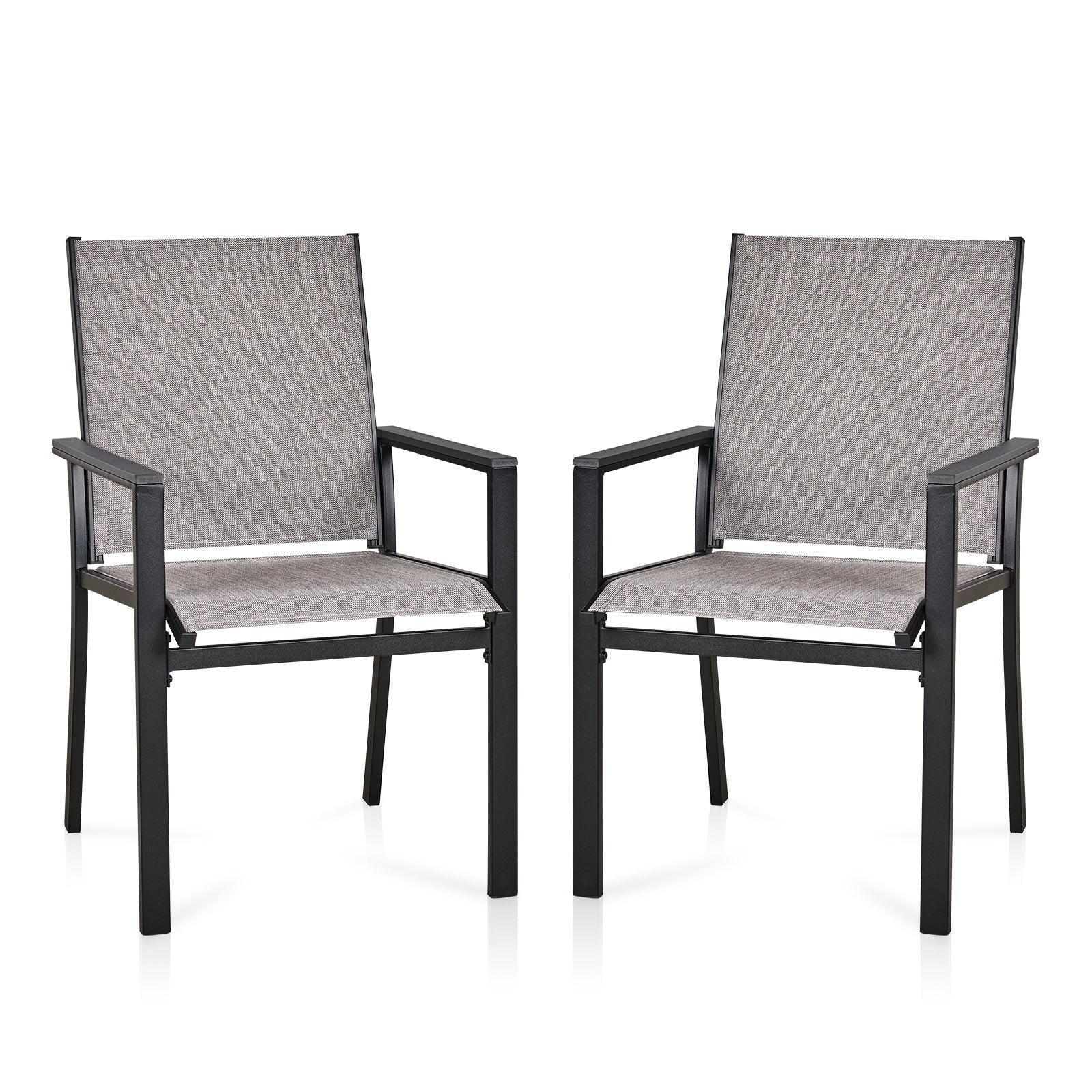 MEOOEM Patio Dining Chairs 2PCS Outdoor Metal Textilene Outdoor Dining Chairs; Durable for Lawn Garden Backyard Pool All Weather