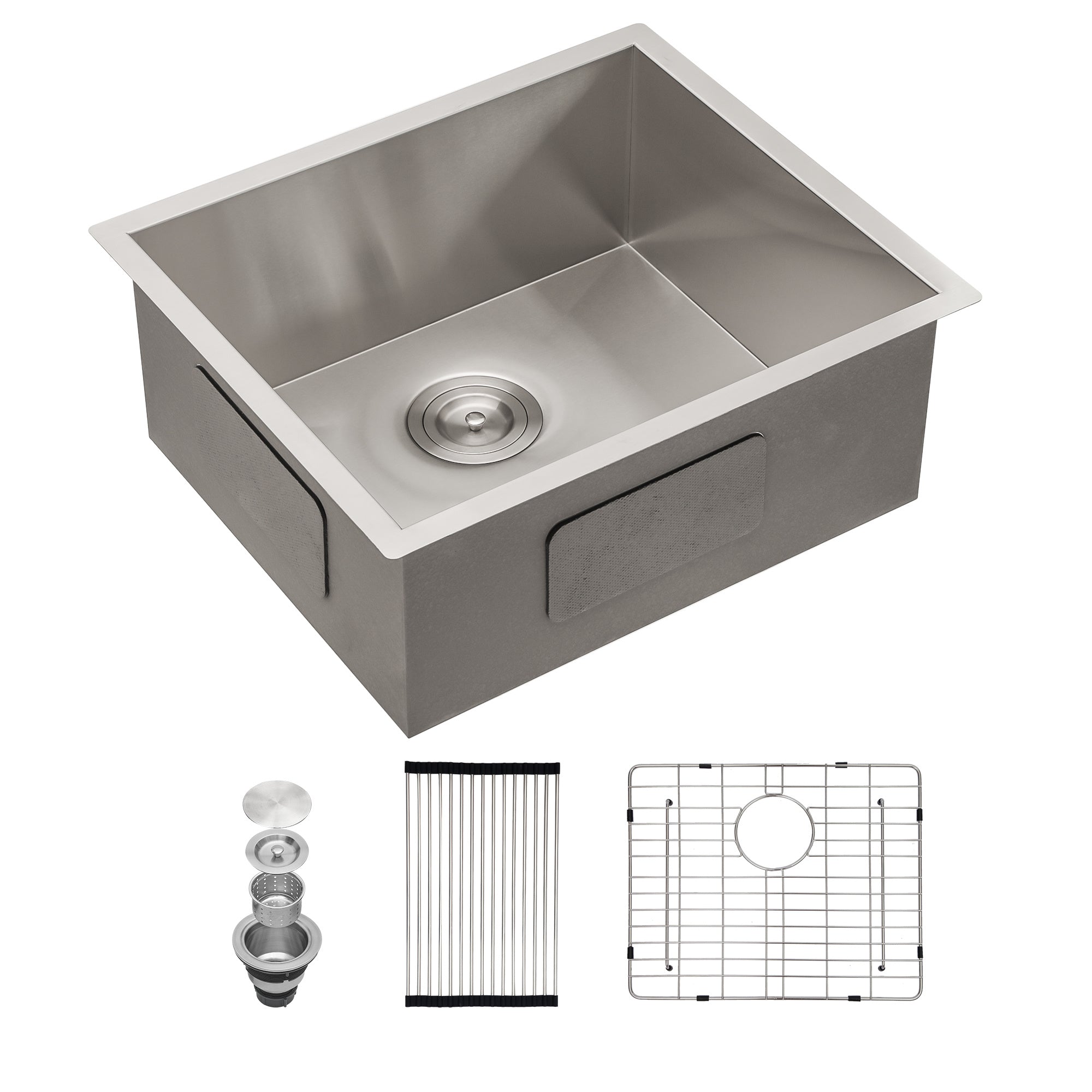 Undermount Sink Stainless Steel 18 Gauge Single Bowl Kitchen Sink Basin with Strainer