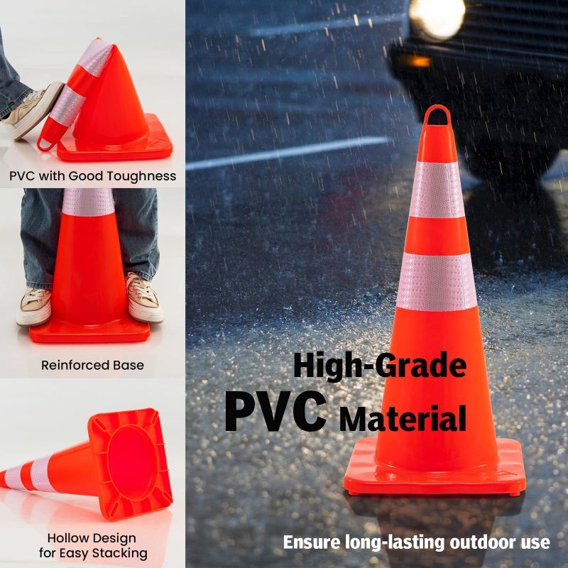 10 Pack 28" Traffic Safety Cones W/Reflective Collars