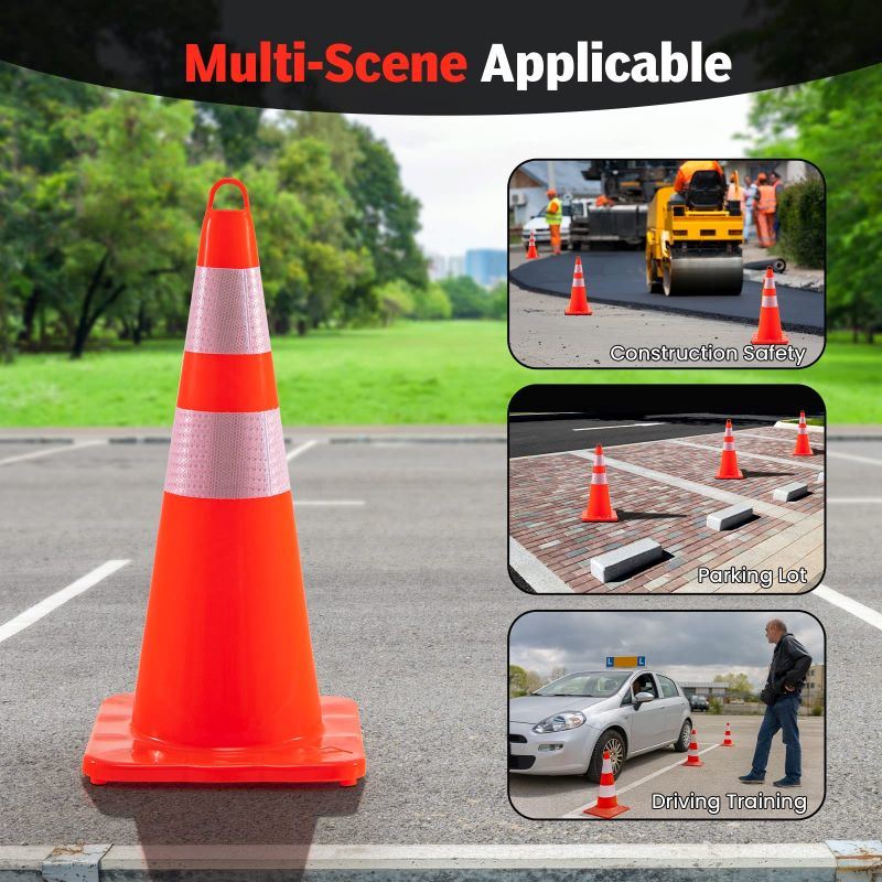 10 Pack 28" Traffic Safety Cones W/Reflective Collars