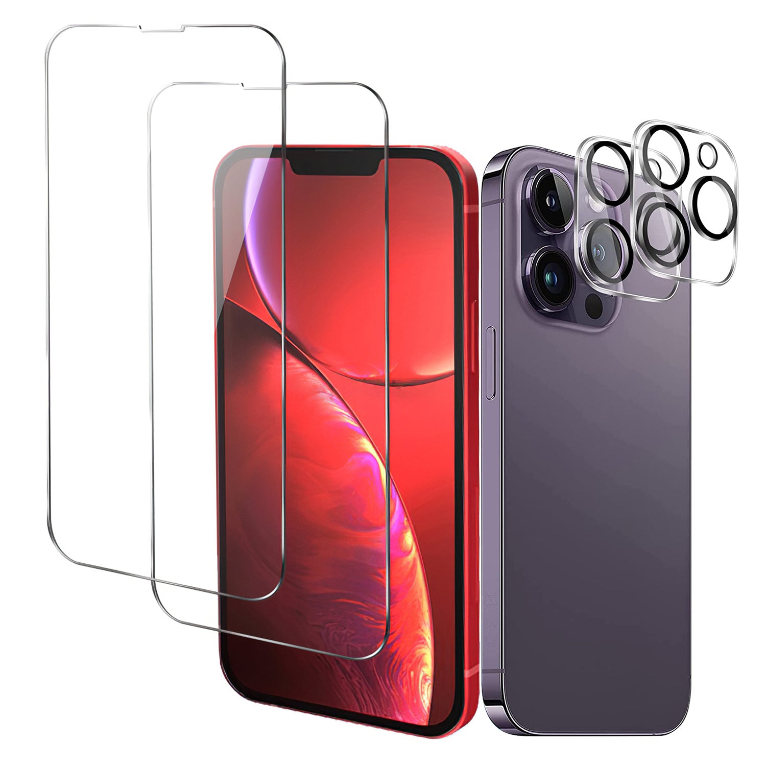 2Pcs HD Clear Screen Protectors 2Pcs Camera Len Protectors Tempered Glass Film Full Coverage Screen Protector Set