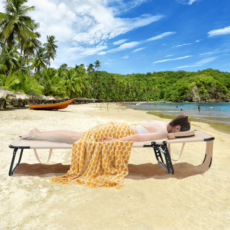 Beach Chaise Lounge Chair with Face Hole and Removable Pillow