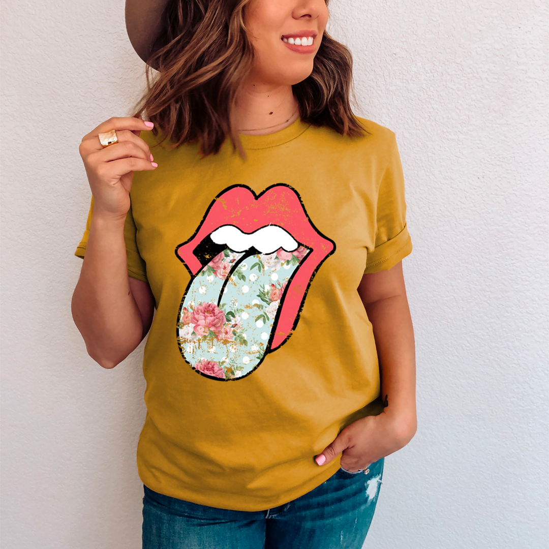 Hippie Floral Tongue T-Shirt