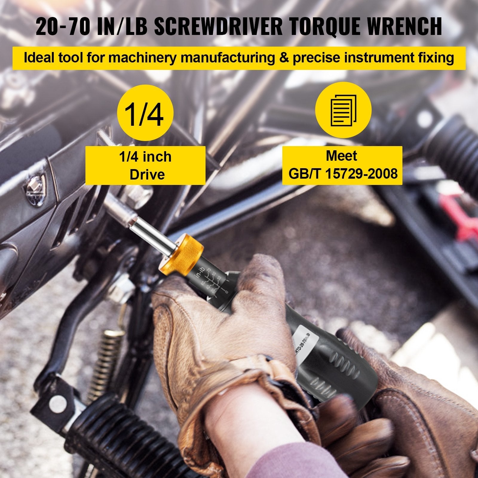 VEVOR Torque Screwdriver; 1/4" Drive Screwdriver Torque Wrench; Torque Screwdriver Electrician 20-70 in/lbs Torque Range Accurate to ±5%; Adjustable i