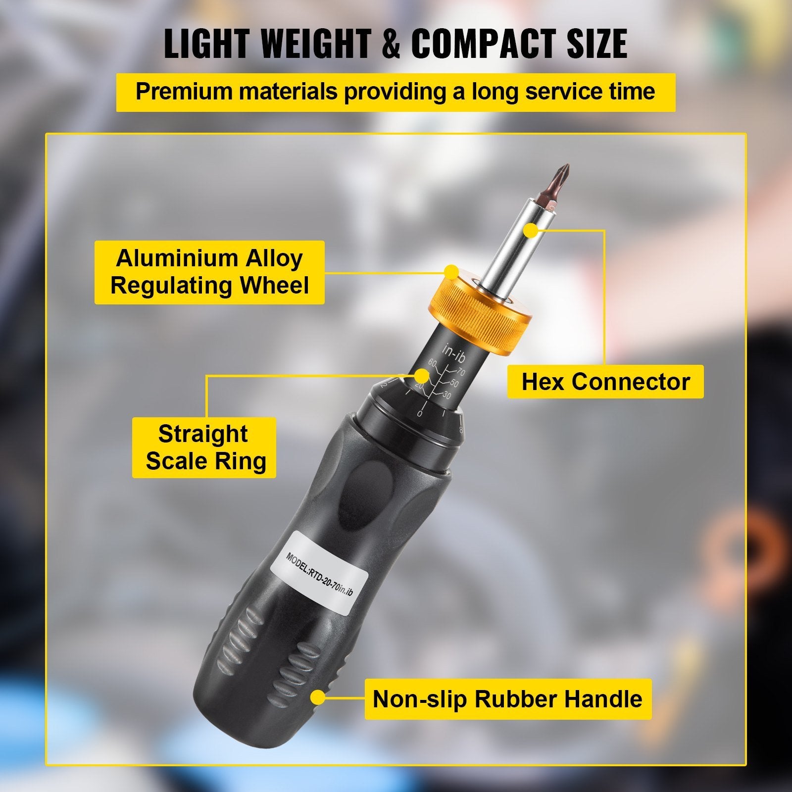 VEVOR Torque Screwdriver; 1/4" Drive Screwdriver Torque Wrench; Torque Screwdriver Electrician 20-70 in/lbs Torque Range Accurate to ±5%; Adjustable i