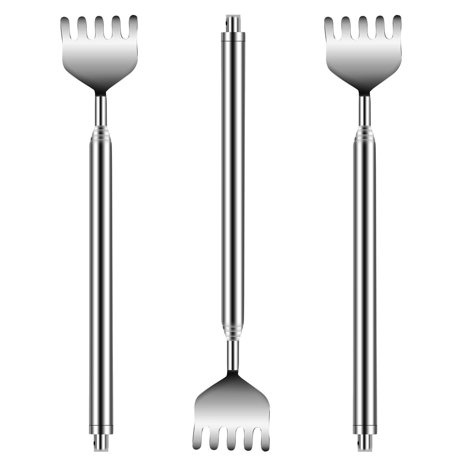 3Pcs 20in Telescopic Back Scratcher Stainless Steel Extendable Bear Eagle Claw Massager