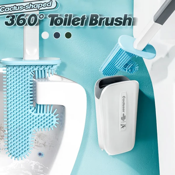 Cactus Silicone Toilet Brush Leak-proof Water Belt Base Flat Head Flexible Soft Wash Quick-drying Wall-Mounted Toilet Brush Set