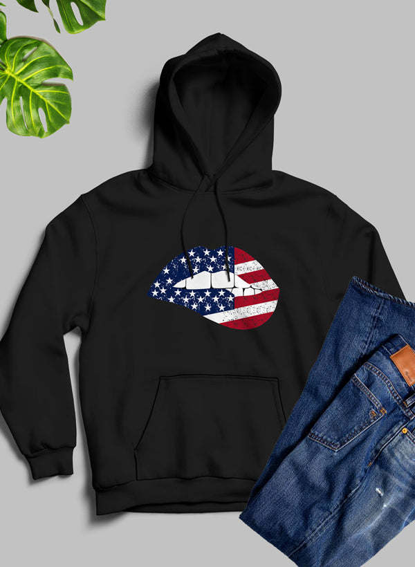 USA FLAG LIPS American Flag Lips Hoodie