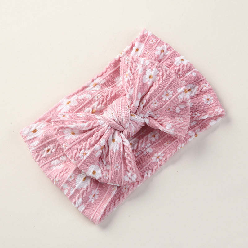 Baby Floral Print Soft Big Bow Headband