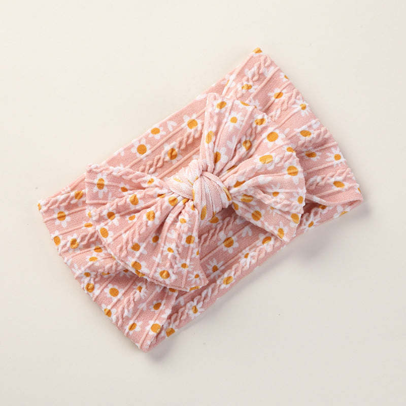 Baby Floral Print Soft Big Bow Headband