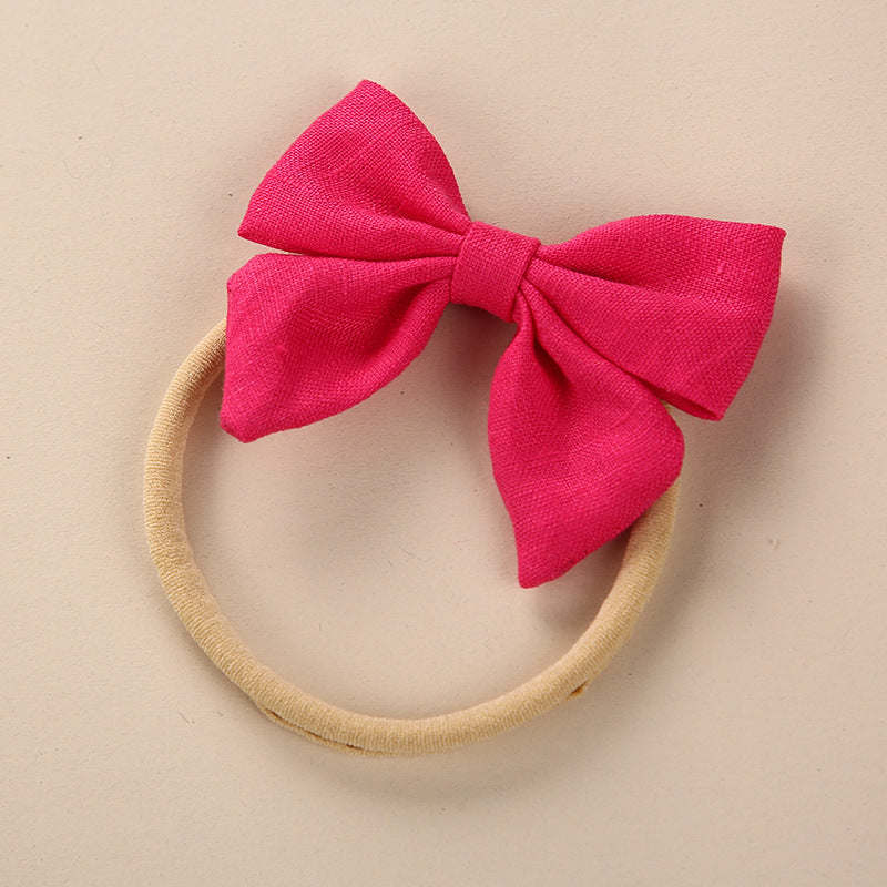 Baby Solid Color 3D Bow Handmade Elastic Headband