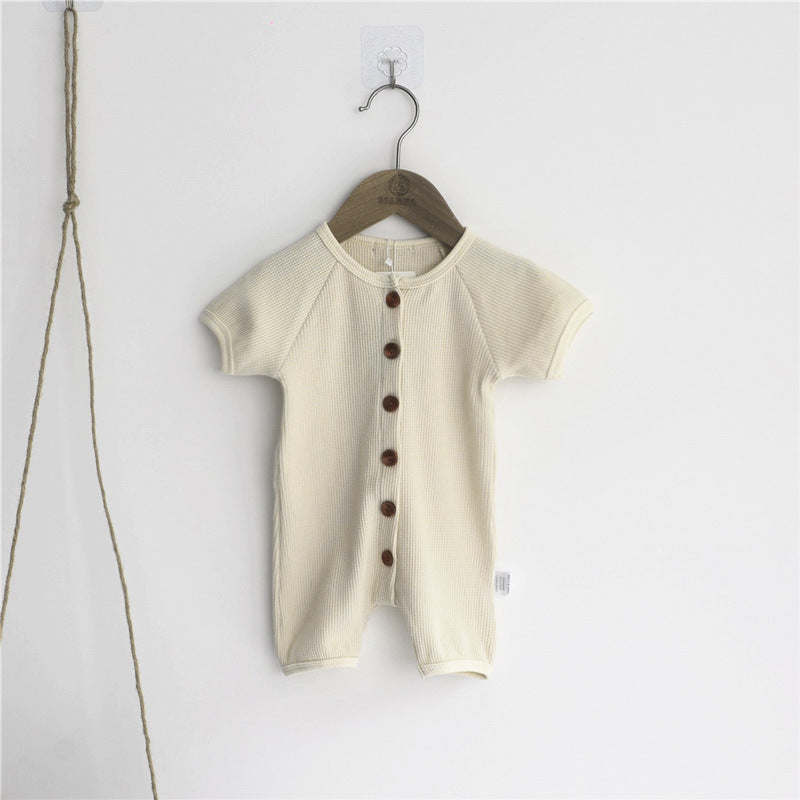 Baby 1pcs Allover Floral Graphic & Solid Single Breasted One PieceJumpsuit