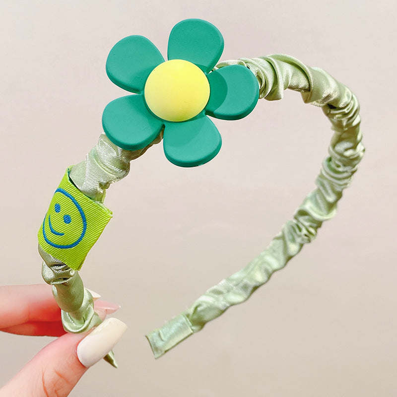 Girls Plastic Flower Decoration Fabric Headband