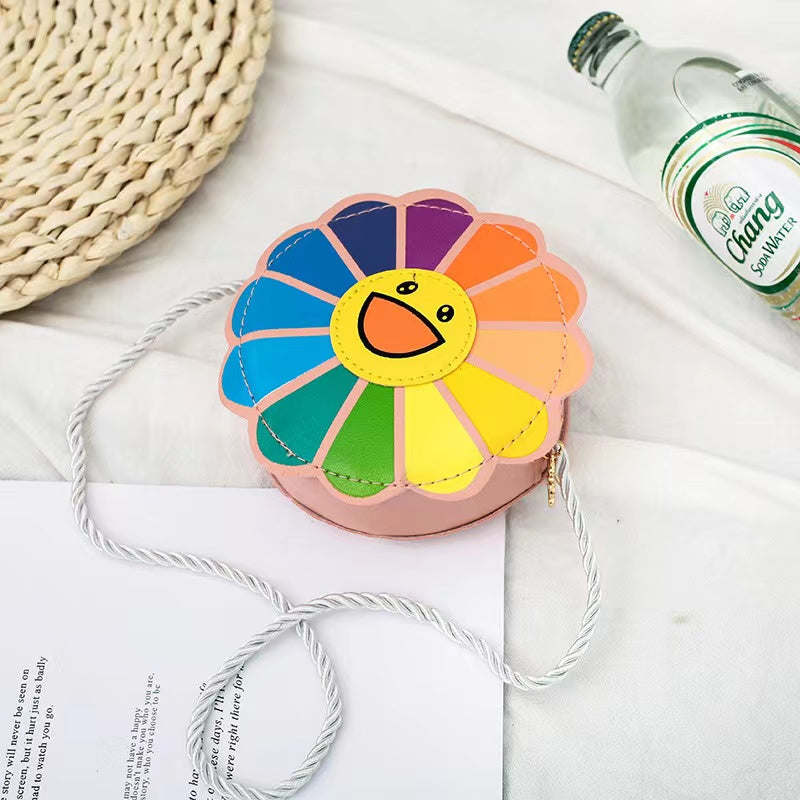 Children Kids Cartoon Sunflower Pattern Round Shape Small Satchel