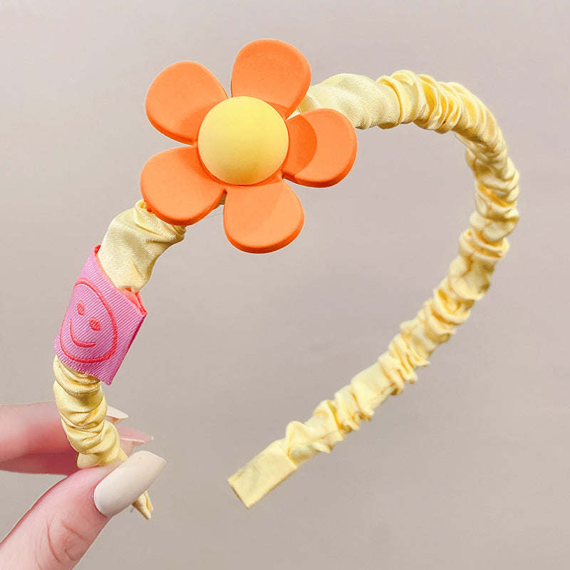 Girls Plastic Flower Decoration Fabric Headband