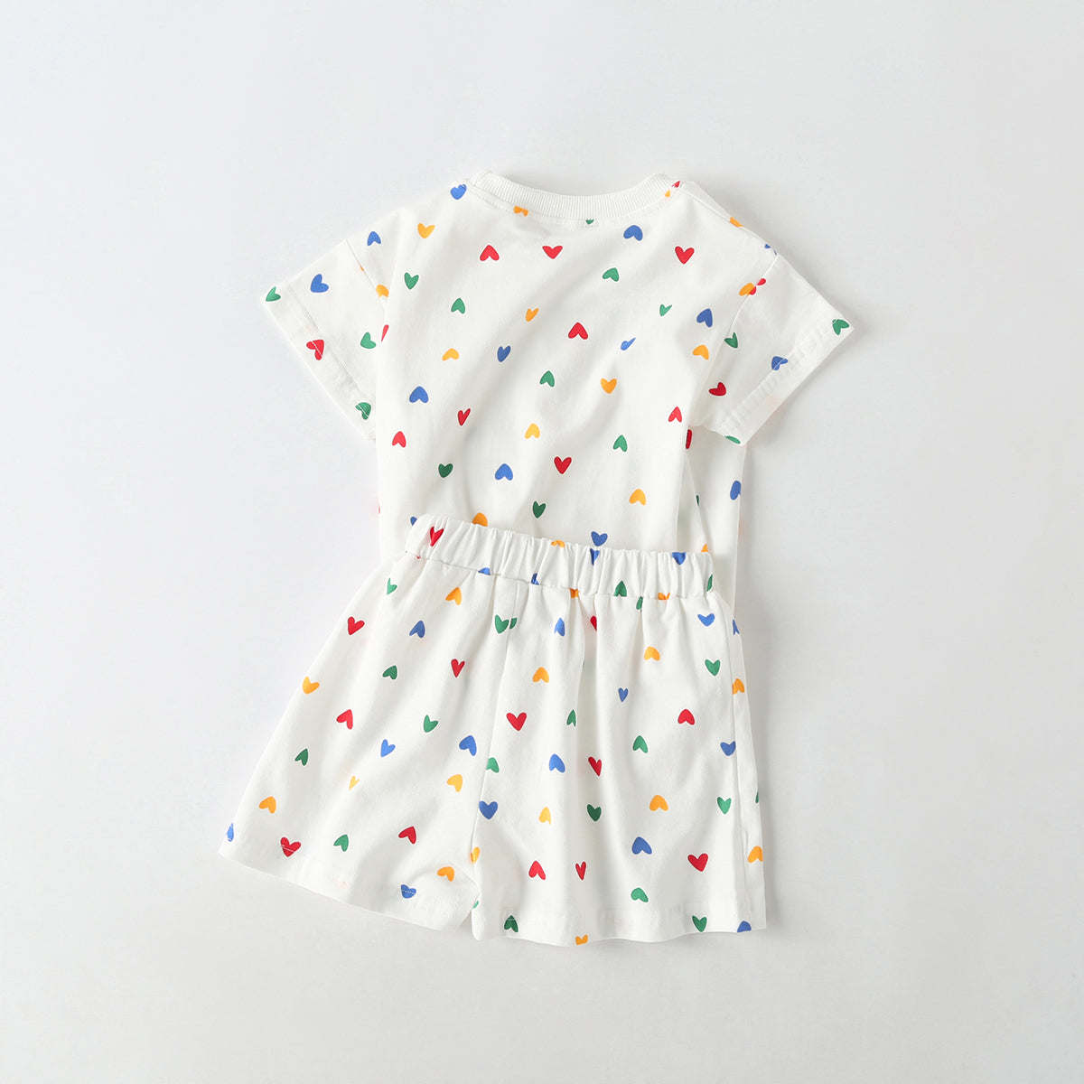 Baby 1pcs Plaid & Heart Pattern Tee Combo Shorts Simply Style Sets