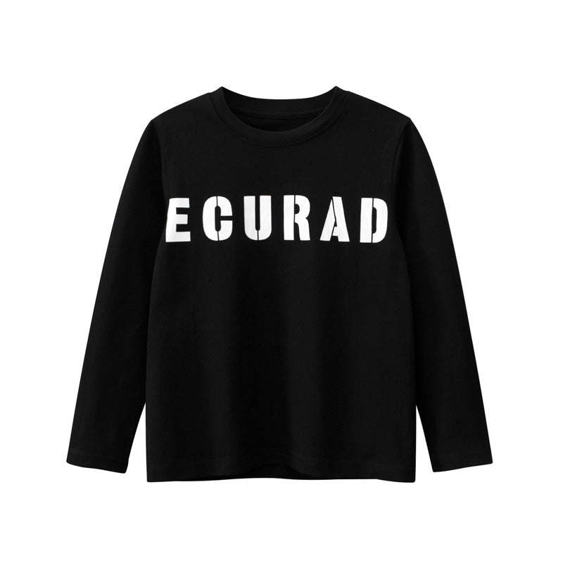 Children Letters Print Graphic O-Neck Cotton Shirt