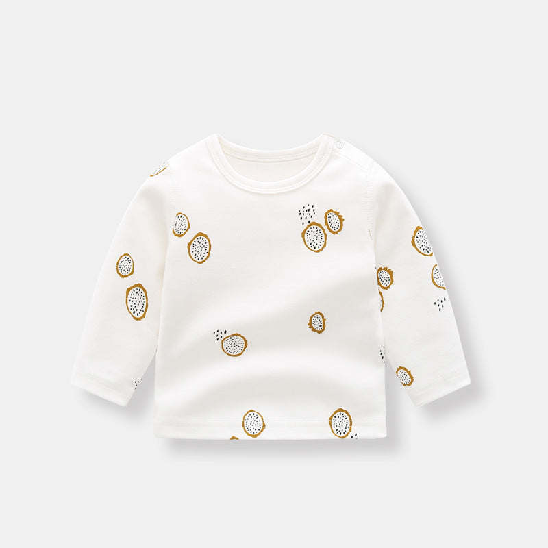 Baby Allover Fruit Graphic 100% Pure Organic Cotton Side Snap Button Tops