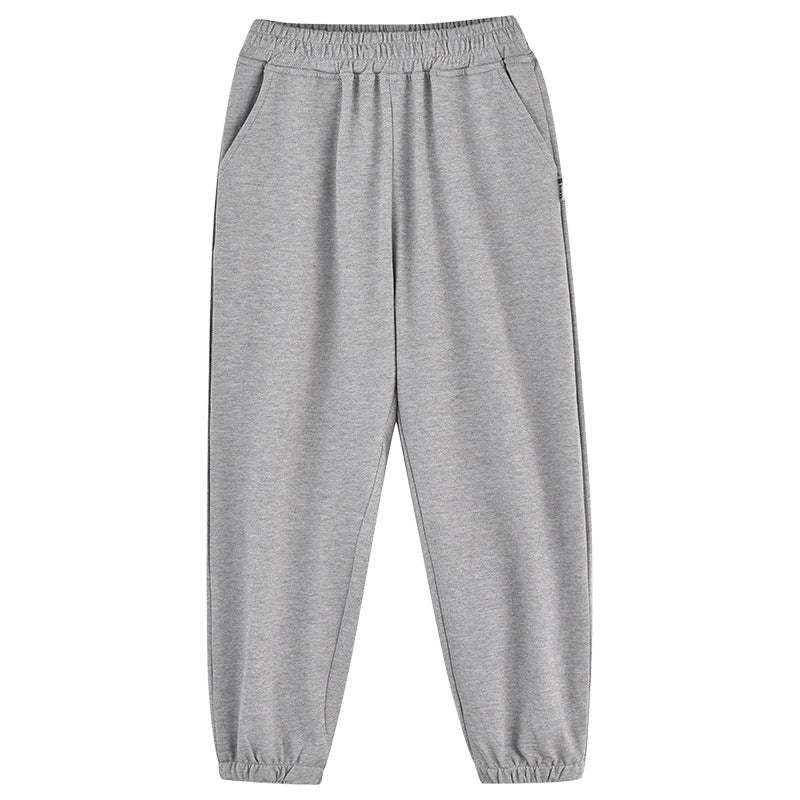 Baby Solid Color Striped Tape Patched Design Sport Style Trousers
