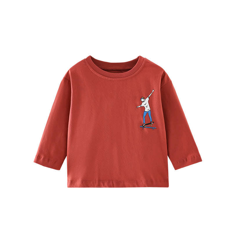 Baby Boy Cartoon Pattern Solid Color Quality Shirt