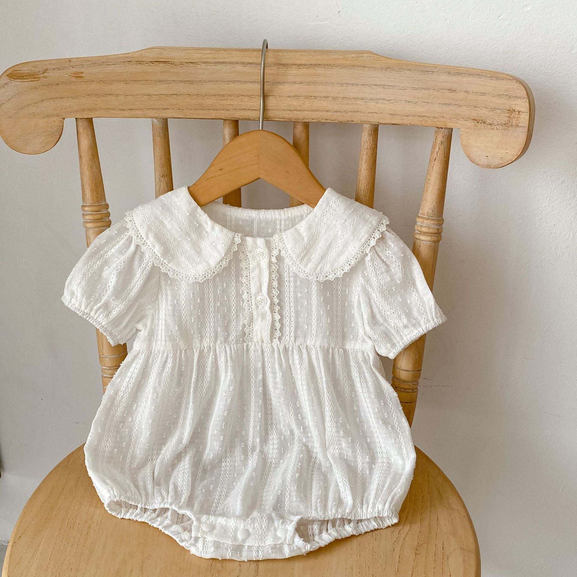 Baby Girl Doll Neck Short Sleeve Summer Onesies