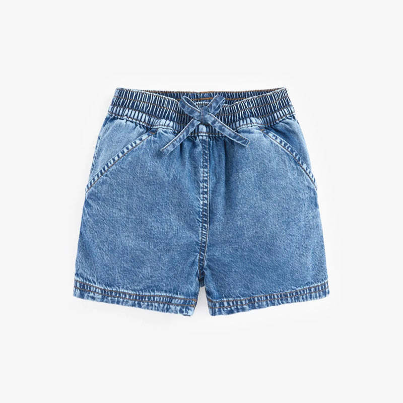 Baby Girl Wash Blue Loose Waist Summer Shorts