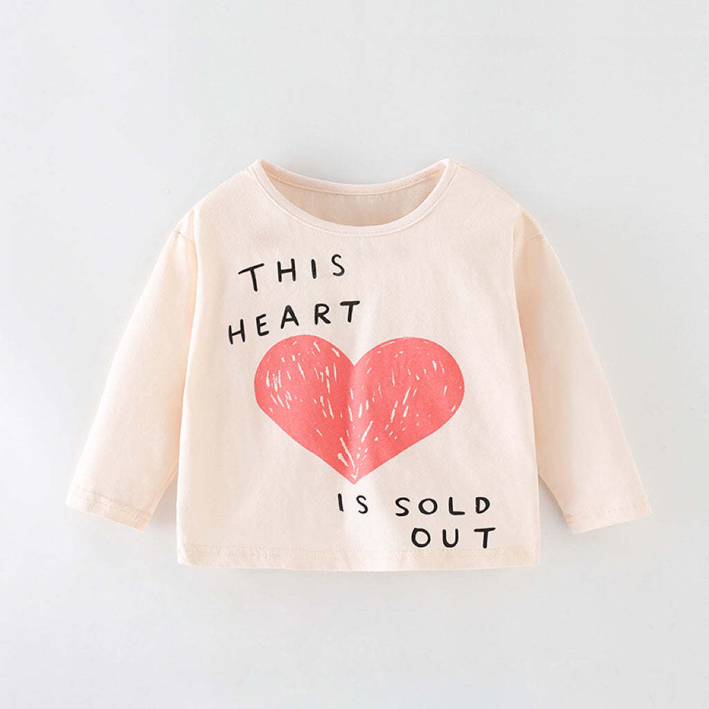 Baby Girl Heart Pattern Long Sleeve Kids's Valentine's Day Shirt