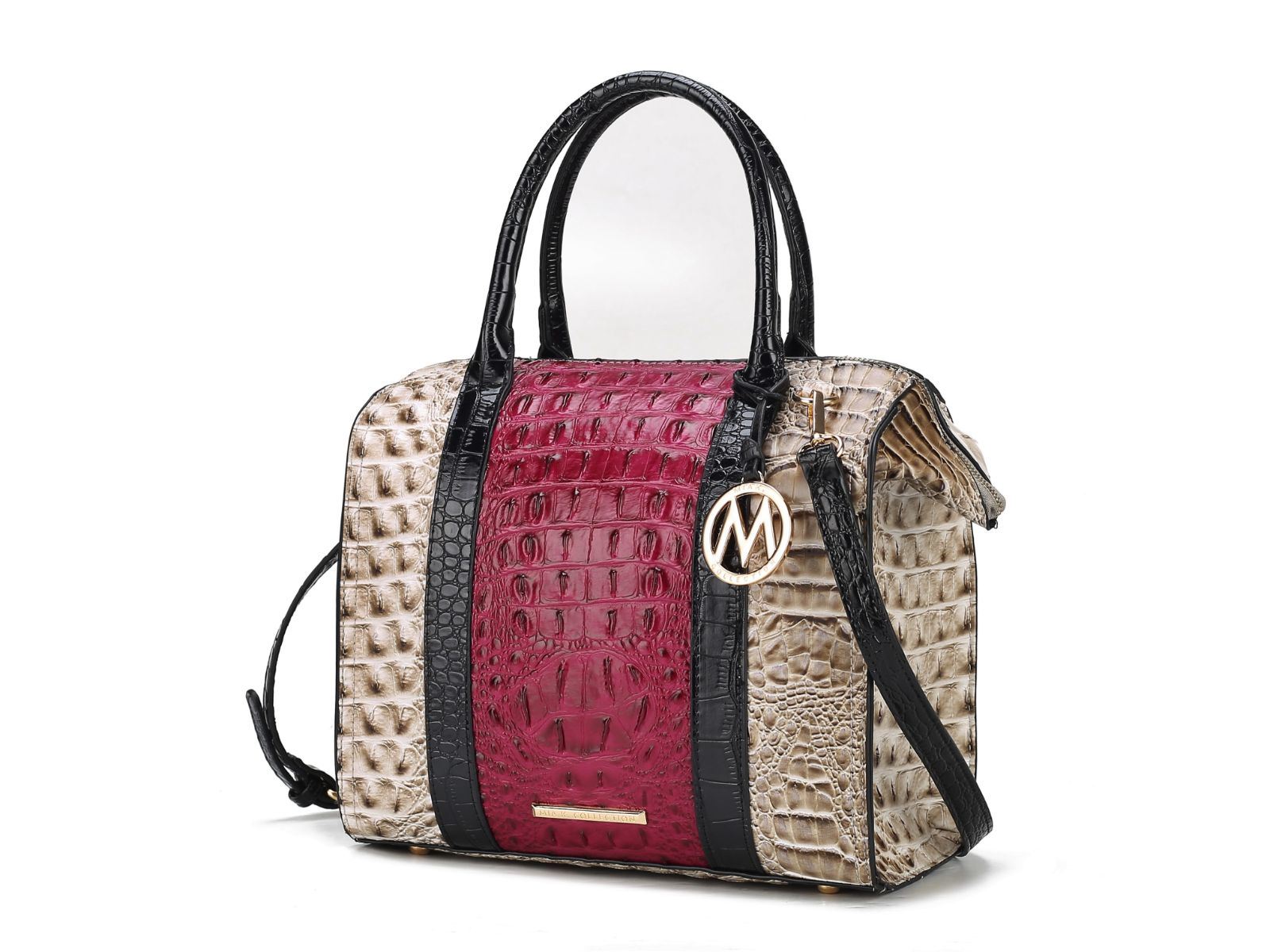 MKF Collection Ember Faux Crocodile-Embossed Vegan Leather Women's Satchel by Mia k