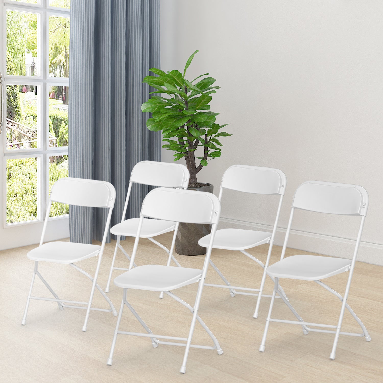 Plastic folding chairs-white 5 pack