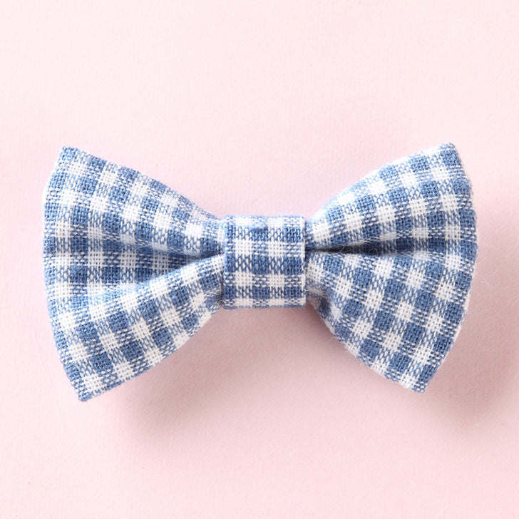 Girls Plaid Pattern Bow Tie Hair Fabric Clips Handmade Accessory