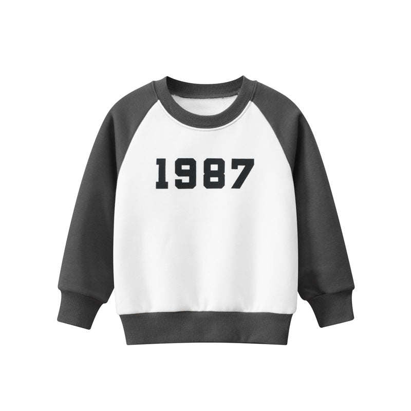 Baby Boy Number Print Pattern Color Matching Design Fleece Hoodies