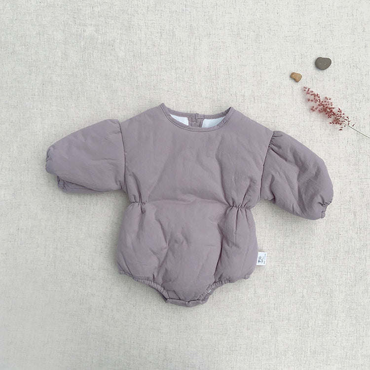 Baby Solid Color Thermal Quilted Long Sleeve Winter Bodysuits
