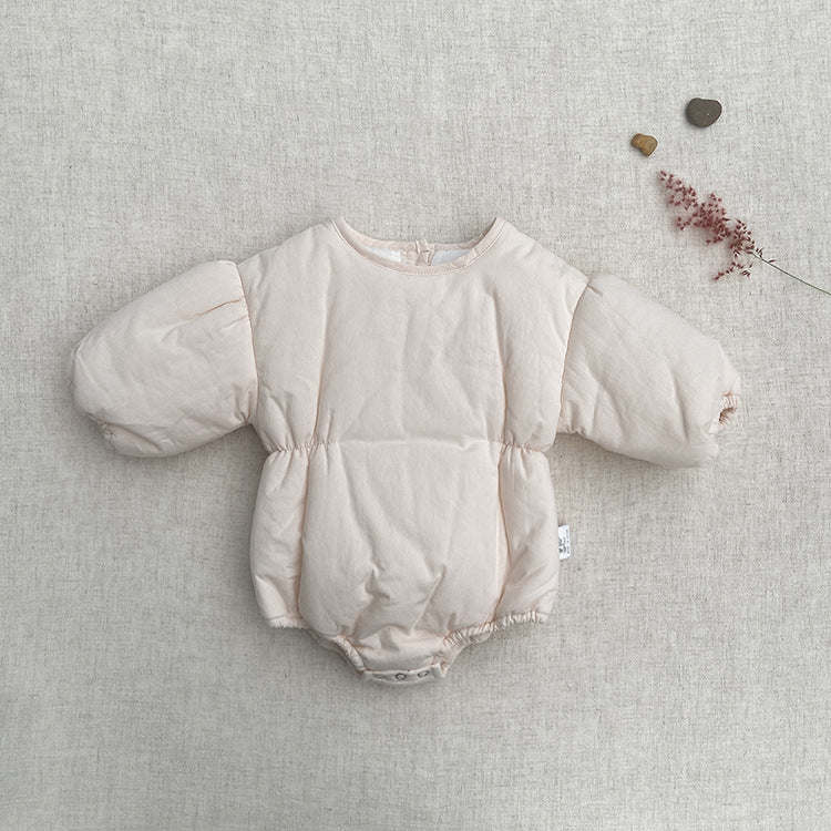 Baby Solid Color Thermal Quilted Long Sleeve Winter Bodysuits