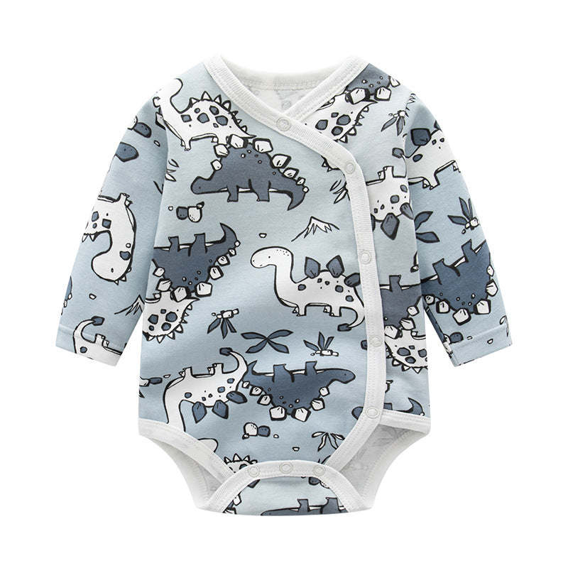 Baby Cartoon Print Pattern Side Button Design Long Sleeve Onesies