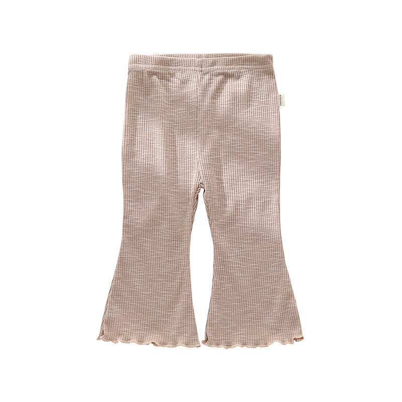 Baby Girl Solid Color Autumn Bell-Bottomed Pants