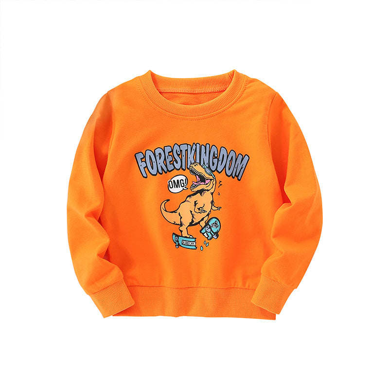 Baby Boy Cartoon Dinosaur Print Pattern Long Sleeve Quality Cute Hoodies
