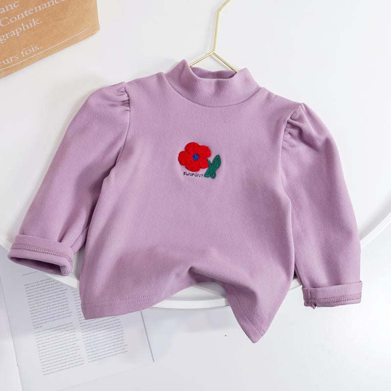 Baby Girl Floral Embroidered Pattern Cotton Pullover Tops