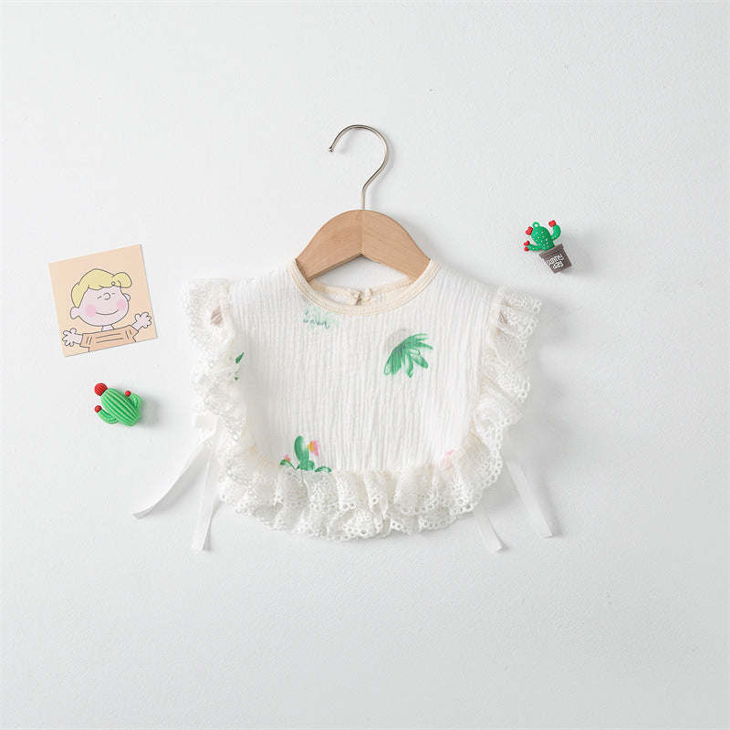 Baby Printed Pattern Lace Belt Design Bibs For Newborn Baby
