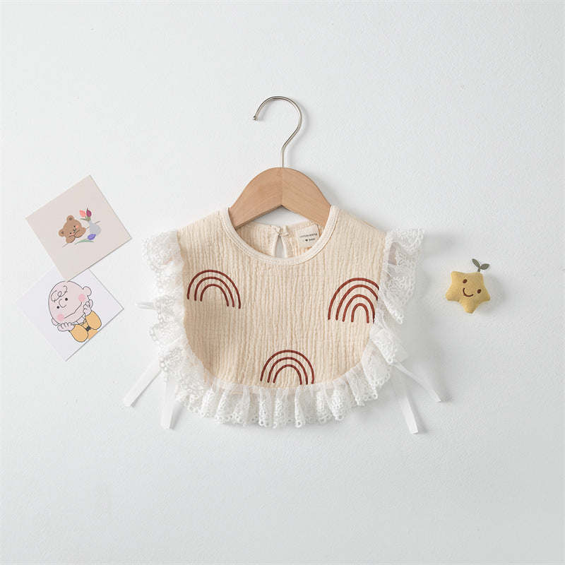Baby Printed Pattern Lace Belt Design Bibs For Newborn Baby