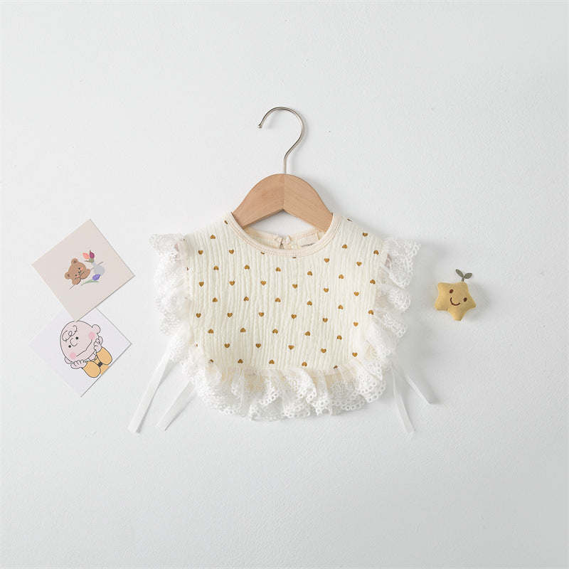 Baby Printed Pattern Lace Belt Design Bibs For Newborn Baby