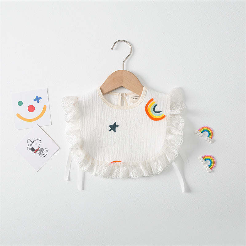 Baby Printed Pattern Lace Belt Design Bibs For Newborn Baby